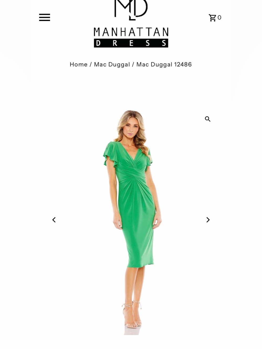 Ieena Mac Duggal Green Wrap Bodice Jersey Cocktail Dress Size 4 $238